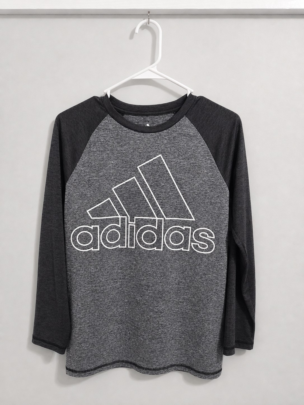 adidas Boys' Long Sleeve Raglan Tee - Charcoal Gray